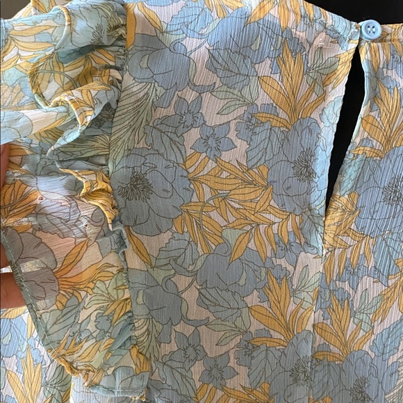Miami Blue and Yellow Floral Sheer Blouse - Picture 14 of 15